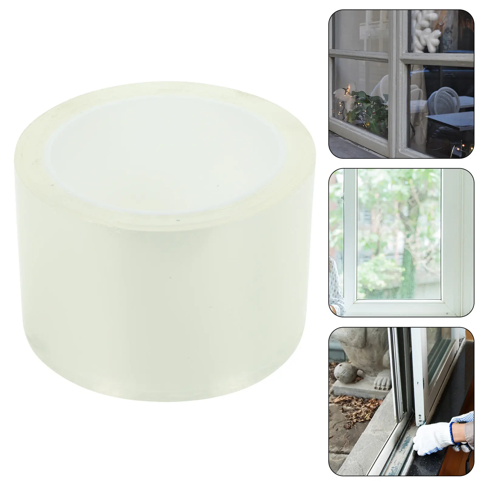 1 Roll Window Weather Sealing Tape Acrylic Transparent Strong Adhesive Film Tape Heavy Duty Windproof Air Conditioner Insulation