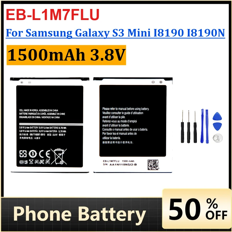 

EB-L1M7FLU 1500 мАч аккумулятор для Samsung Galaxy S3 Mini I8190 I8190N Сменный аккумулятор для мобильного телефона