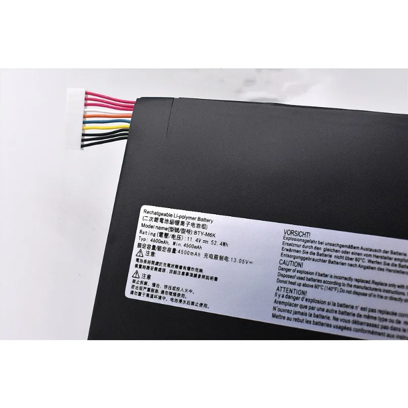 แบตเตอรี่แล็ปท็อปคุณภาพสูงใหม่ 11.4V 4500mAh รุ่น BTY-M6K สำหรับ MSI MS-17B4 MS-16K3 8RC GF75 Thin 3RD 8RC 9SC GF65