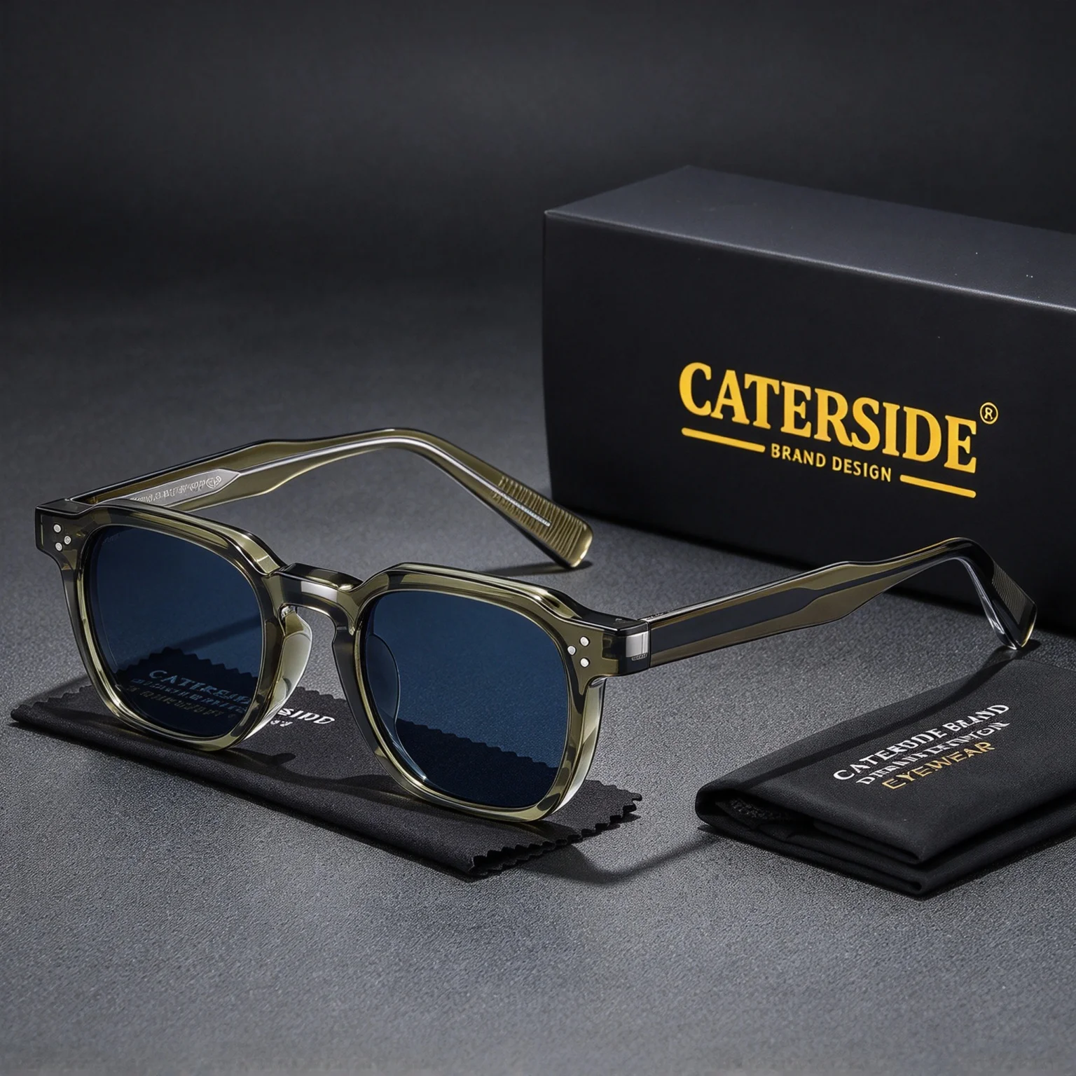 CATERSIDE Retro Punk Men Sunglasses Small Frame Square Personalized Design Sun Glasses Women Travel Party Business Festival Gift