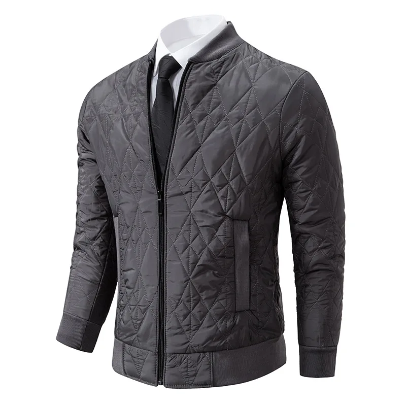 Chaqueta de algodón de Color sólido para hombre, Chaqueta de algodón con cuello levantado adelgazante informal a la moda, ropa de calle para hombre 2024