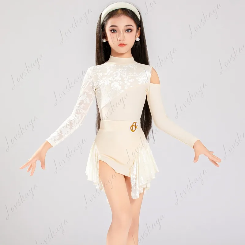 ラテンダンスガールズ向け新モデルプロフェッショナルパフォーマンストレーニングスーツ、高級ダンススカートセット