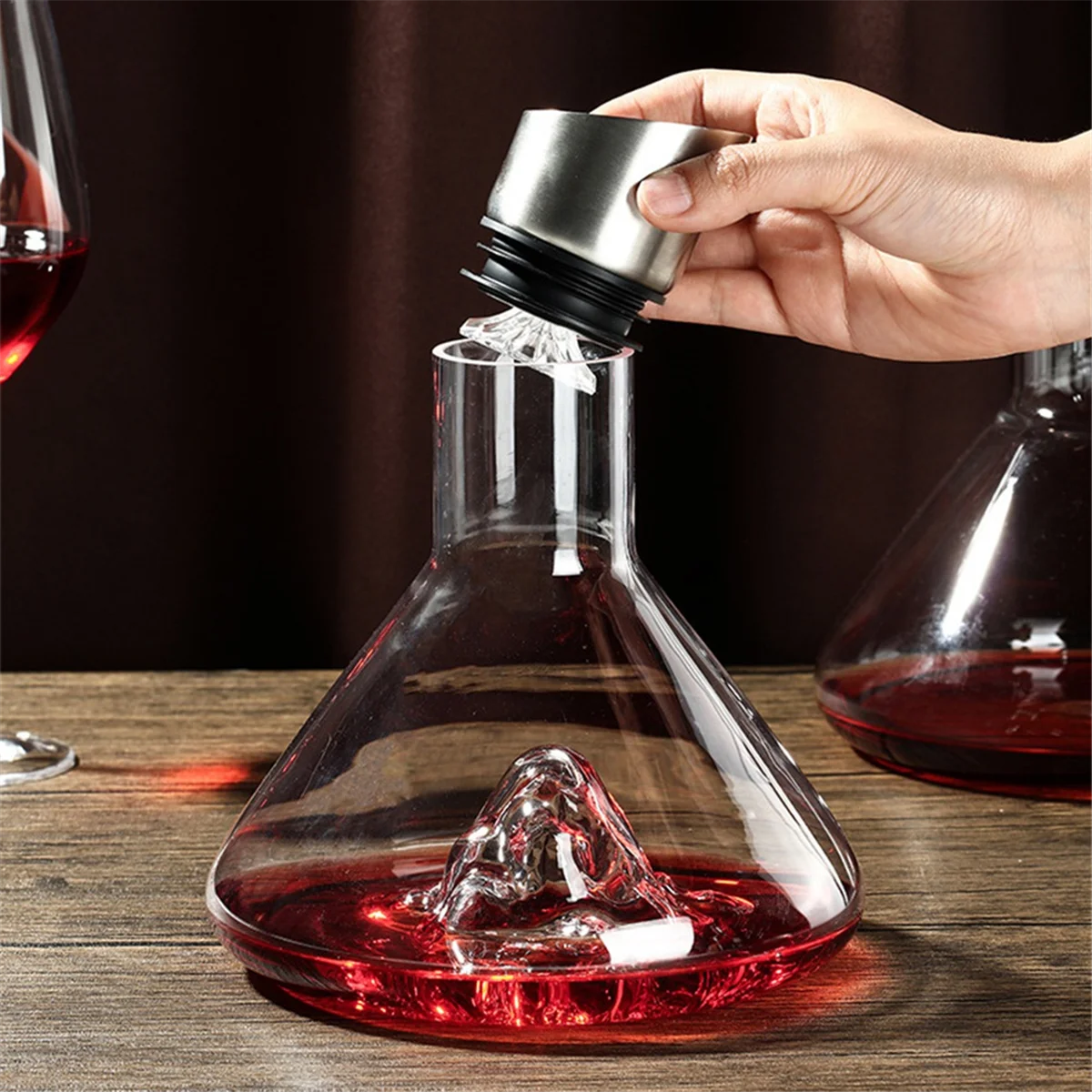 New Wine Decanter, Crystal Clear Wine Decanter with Aerator, Red Wine Carafe with Built-in-Dispenser,Jinshan