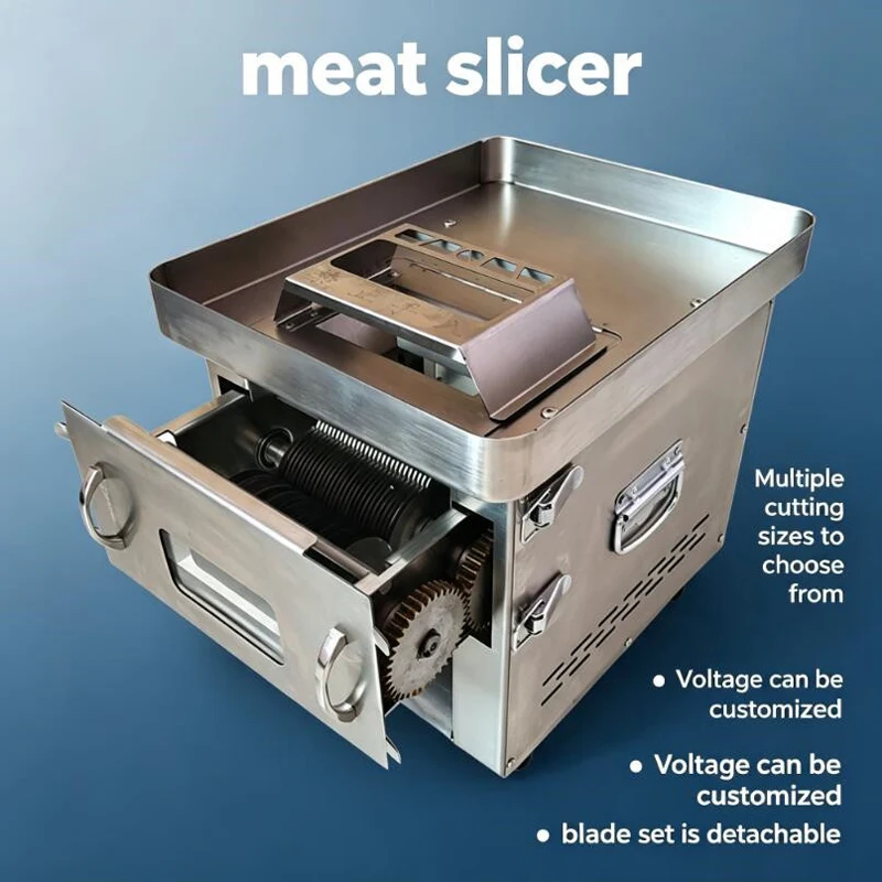 850W Meat Cutter Fast Meat Slicer Electric Commercial Slicer Shred Fully Automatic Dicing Machine Stainless Steel Cut Pieces