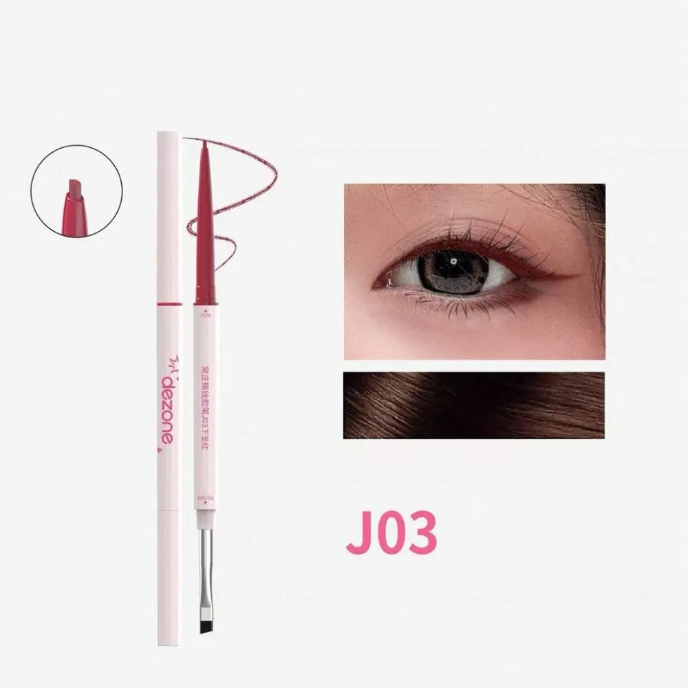 قلم كحل مزدوج الرأس جديد سريع الجفاف مقاوم للماء قلم تحديد العيون لون أسود سهل الاستخدام لون محدد عيون سائل طويل الأمد