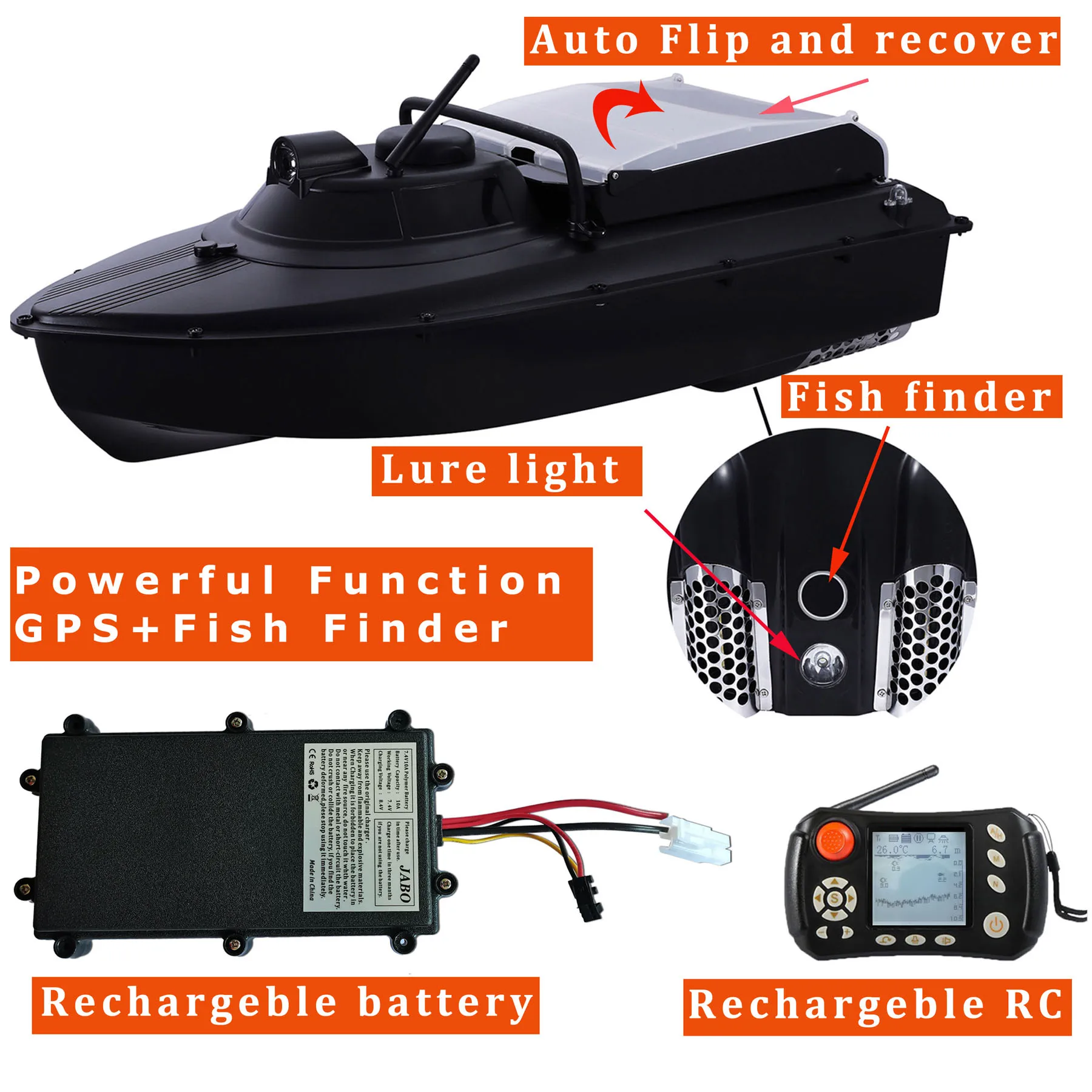 GPS Remote Control Fishing Bait Boat for Carp Fishing Wireless Baiting Vessel with Fish Finder for Sea Lake Fishing Gear