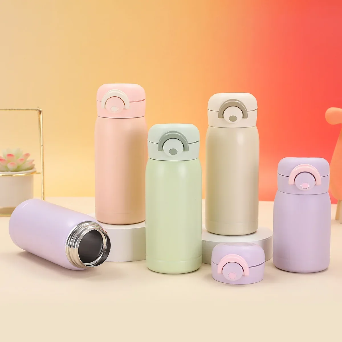 Mini termo de 220ml/350ml, taza de bolsillo, taza de café térmica de acero inoxidable, termo, botella de agua caliente aislada, regalo para niños