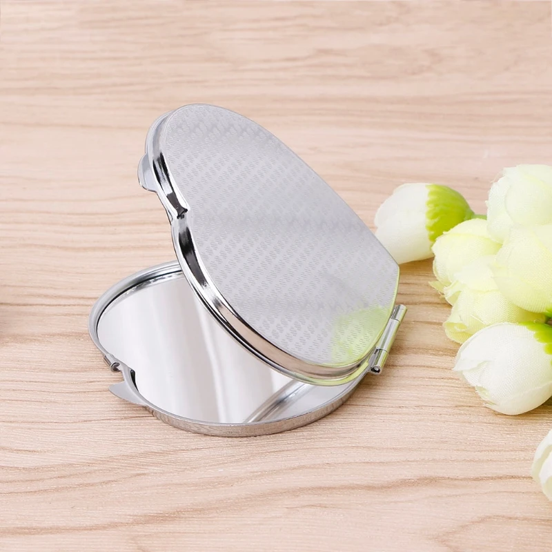 Bolsillo mano portátil Varias formas Espejo acero inoxidable con doble lado plegado