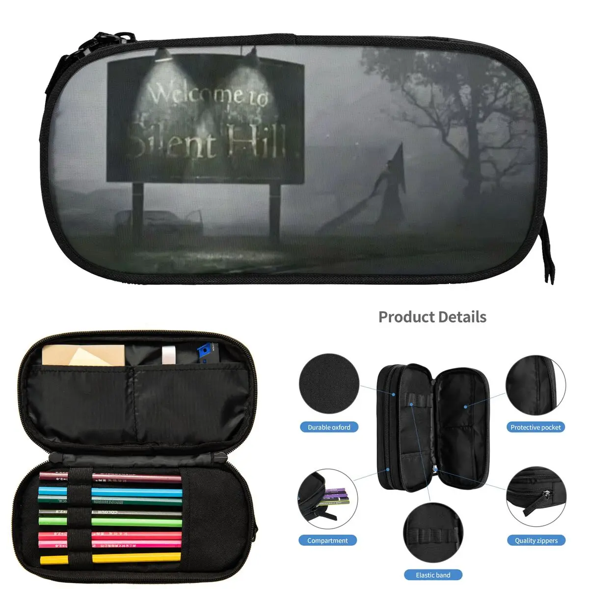 サイレントヒルへようこそ 学生用鉛筆ケース ギフト ペンボックス 鉛筆バッグ 大容量鉛筆ポーチ ペンホルダー