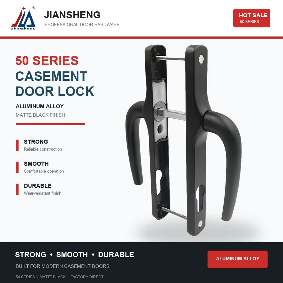 Double-Sided Aluminum Alloy Sliding Door Handle Lock Set, Integrated Lever and Grip Hardware for Patio Doors