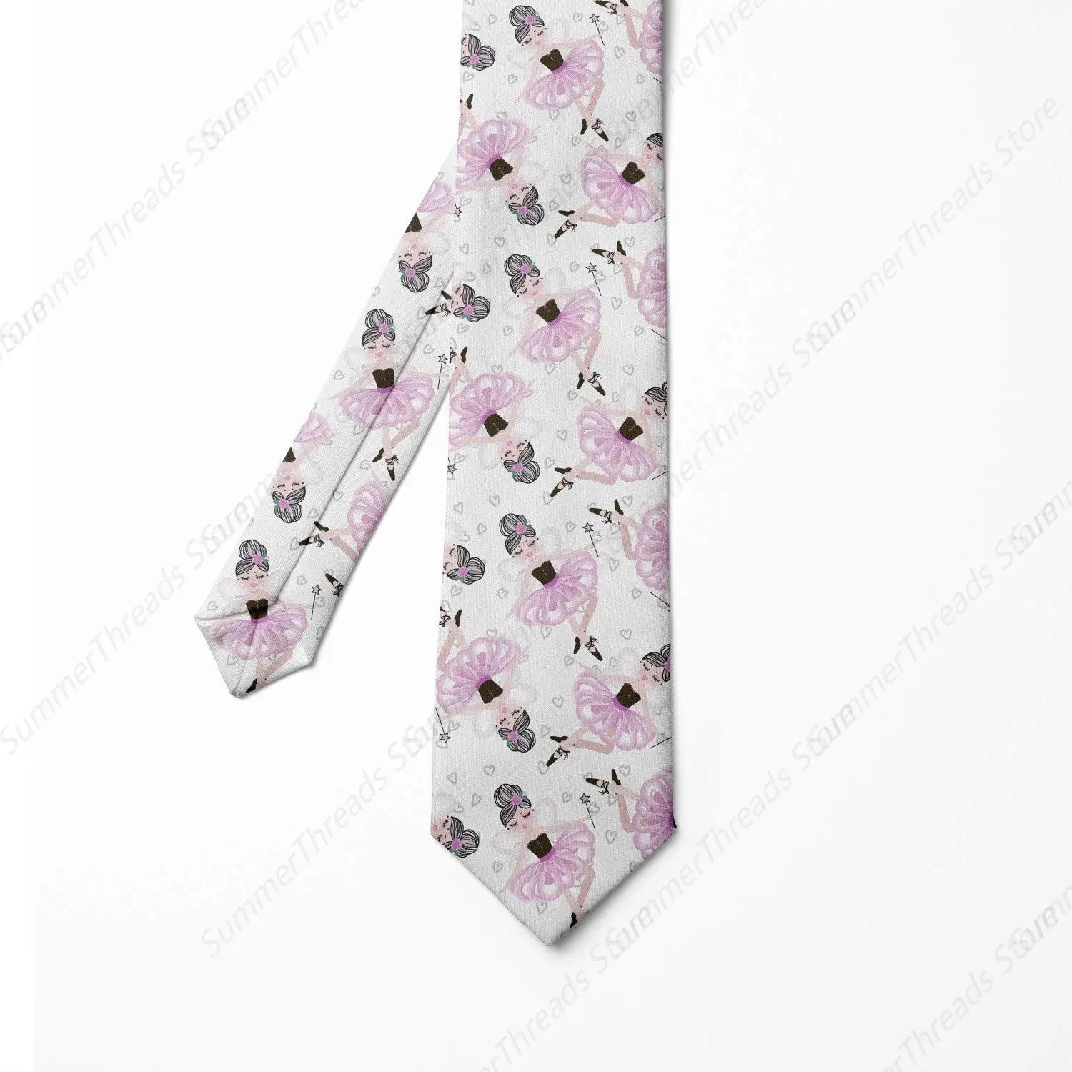 Necktie, Ballerina Pattern Fantasy Peach Pink White Ties