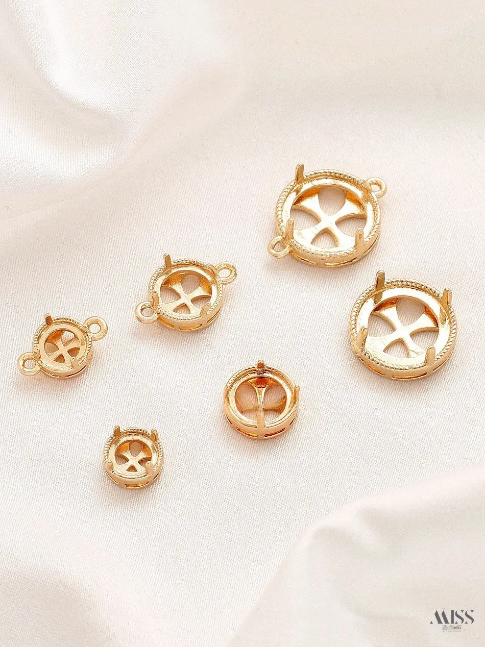 

4K Gold Plated Four Claw round Gemstone Ring Setting Base DIY Hairpin Headwear Accories Traditional Chinese Sle Jewelry