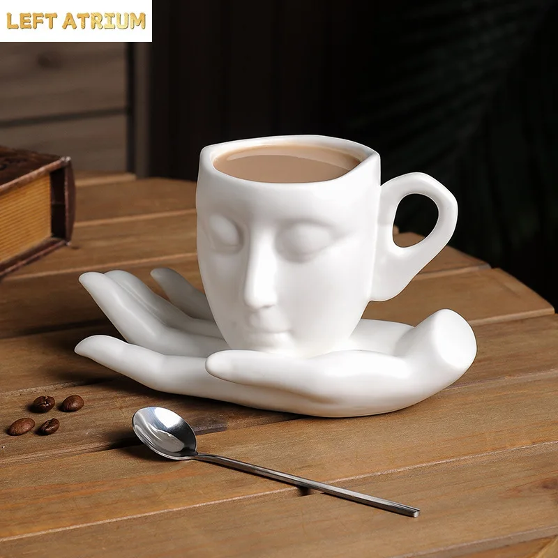 Creative Face Water Cup Nordic Style Ceramic Mug Office Afternoon Tea Milk Coffee Cup Dish Set Home Drinking Set Holiday Gift