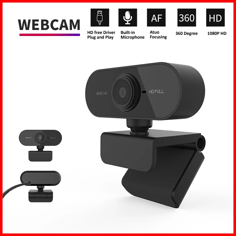 Mini kamera internetowa HD 1080P z mikrofonem, interfejs USB obsługuje komputer stacjonarny laptopa, odpowiednia do konferencji wideo na żywo