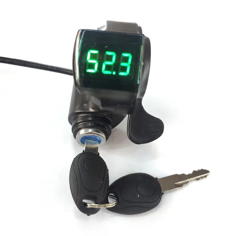 for Electric Vehicle Throttle Handle with Voltage Digital Display Green Screen Thumb Lock Speed Control Accessories
