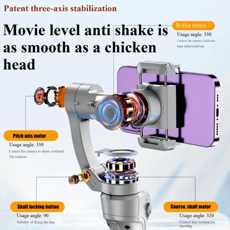 

Portable 3Axis Gimbals Stabilizers AI Auto Trackings Wireless Control For Camera