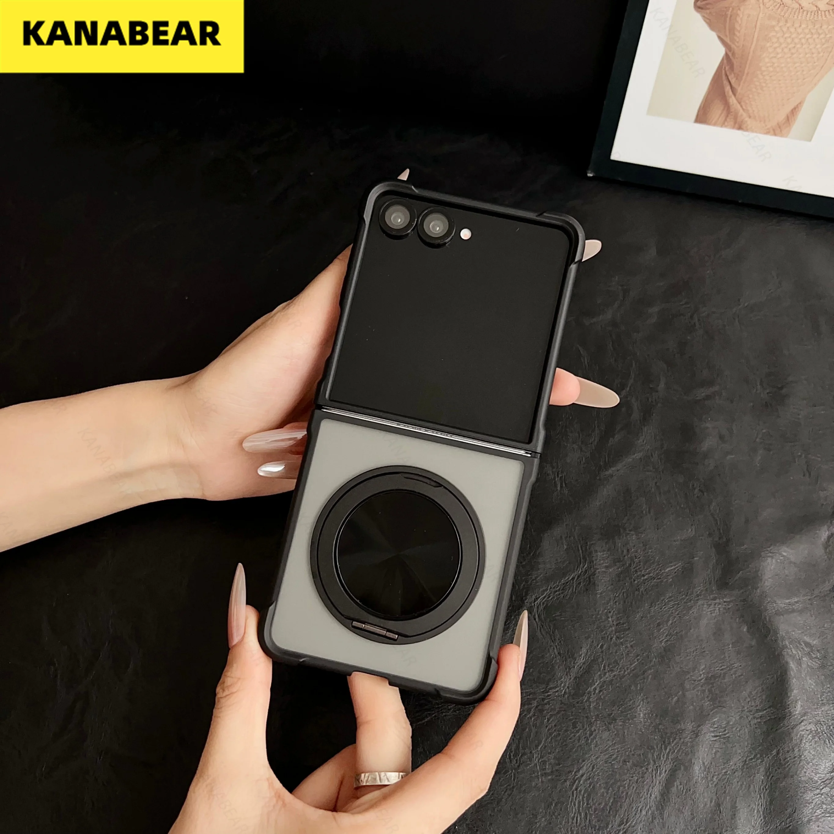 

Matte Transparent CD Pattern Case for Samsung Galaxy Z Flip7 - Rotatable Stand Four - Corner Shockproof Premium Cover