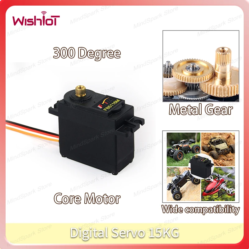 Digitales Servo 15 kg mit Positionsrückmeldung, Kupfer-Getriebekernmotor, 300 Grad unkontrollierbares Servos-Teil für DIY RC-Car-Roboterspielzeug
