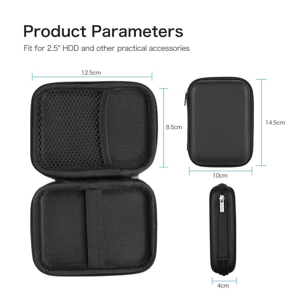 EVA à prova de choque para disco rígido de 2,5 polegadas, bolsa para transporte de disco rígido de 2,5 polegadas, acessório para computador