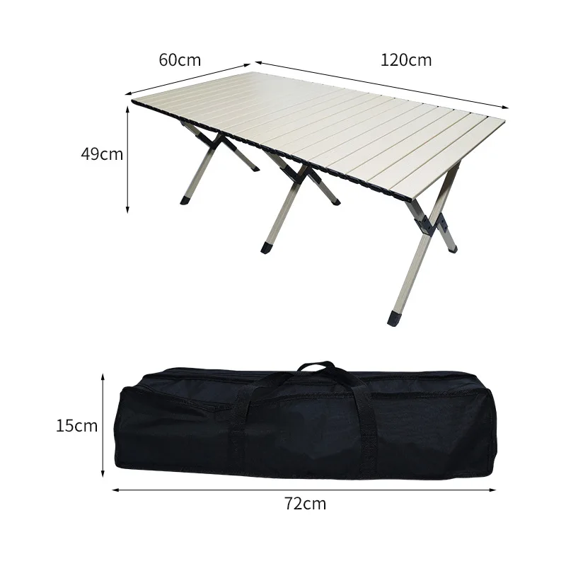 Lightweight Aluminum Roll Up Camping Table Portable Foldable Picnic Desk Ivory White