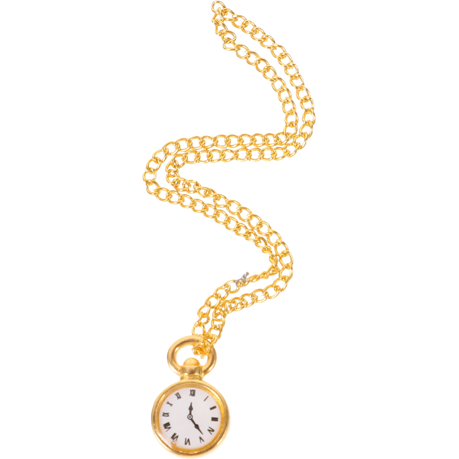 

House Furniture Hanging Watch Miniature Items Pocket Portable with Chain Golden Miniatures Men and Women