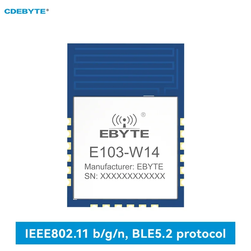 2.4G WIFI BLE5.2 Serial Port Module IEEE 802.11b/g/n CDEBYTE E103-W14 Low Power Small Size PCB/IPEX Antenna AT Command MQTT HTTP