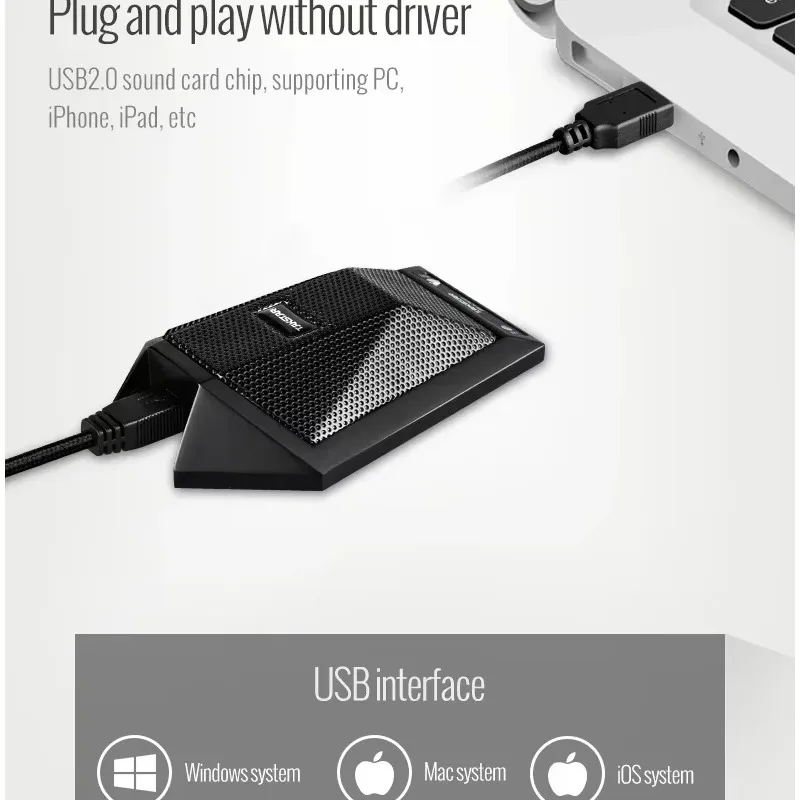 

New in stock For BM-621USB Desktop USB Conference Microphone with Mute Button Convenient Boundary Microphone for Use Meeting