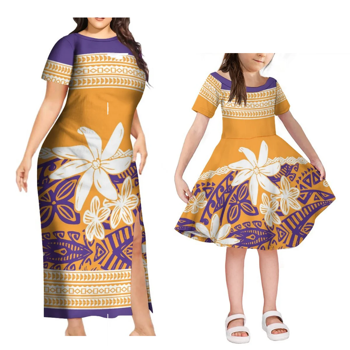 High Quality Polynesian Clothing Mother-Daughter Clothing Women Sexy Long Skirt Samoan Dress Girls Dress Children'S Clothing