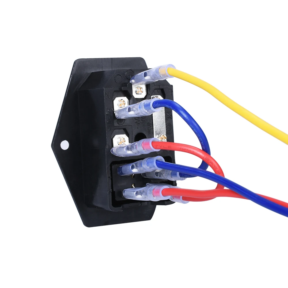 10A250V Einlassmodul Stecker Wippschalter Netzschalter AC Steckdose mit rotem Dreifach-Wippschalter Fused Modul Stecker für 3D-Teil – Detail 9