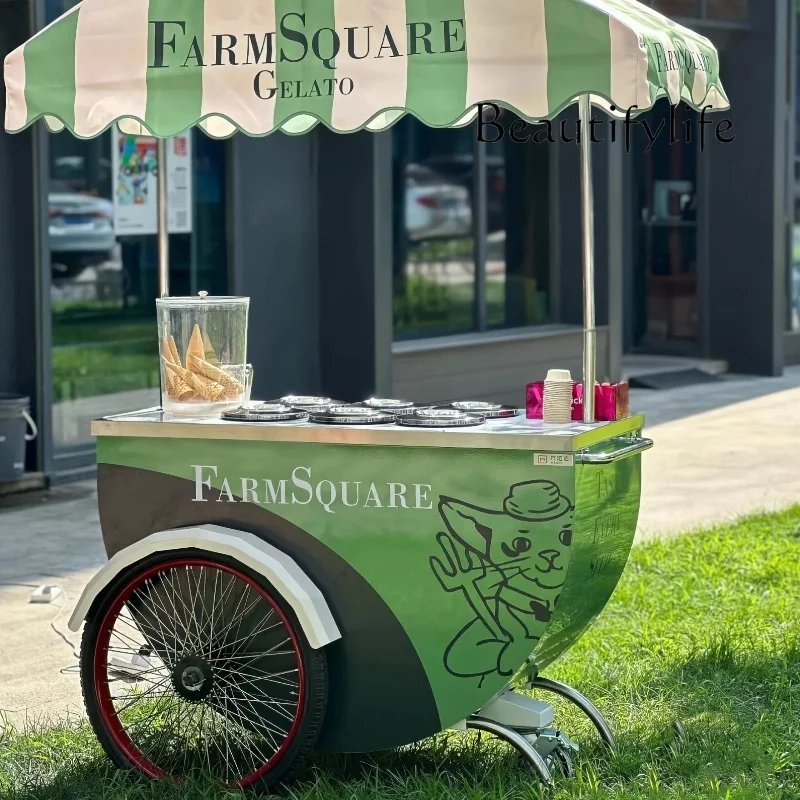 

event decoration market cart Shopping mall outdoor display cart movable hand push ice cream cart commercial