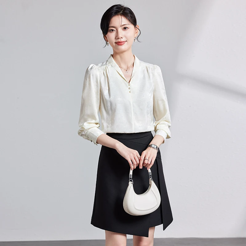 AIyssa-2024 fashionable professional womens long-sleeved shirts, high-quality womens business tops,