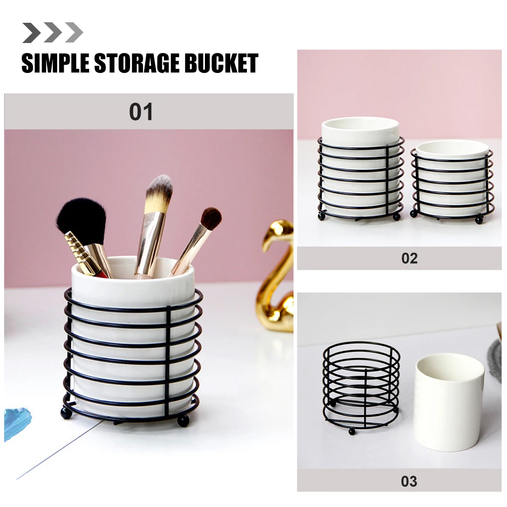 

Pencil Holder Jewelry Box Office Stand Remote Control for Desk Black Ceramics. Iron