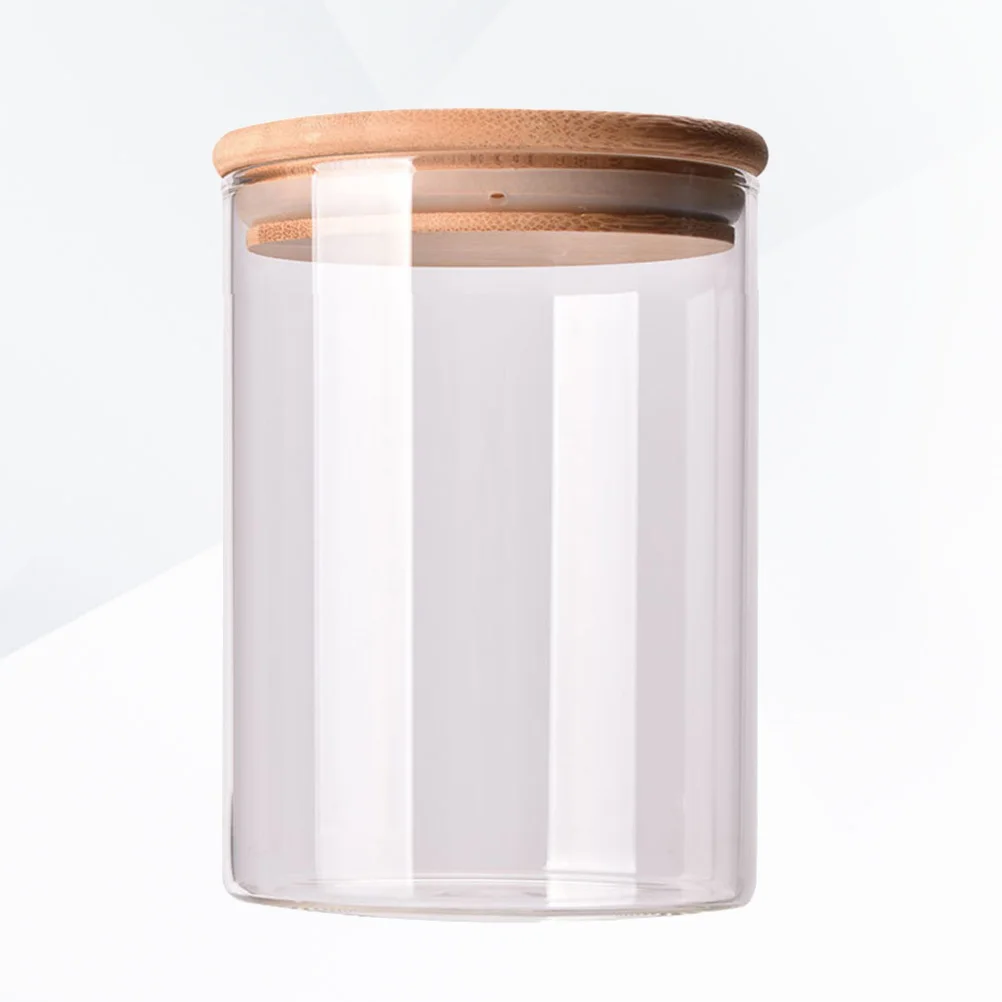 

Sealed Jar Kitchen Canisters Airtight Glass Containers with Lid Sugar and Tea Storage Pantry Wooden Organizer Bamboo