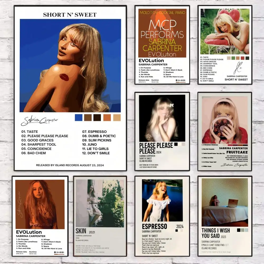 

Singer S-Sabrina C-Carpenter Portrait Poster Wall Art Sticky for Living Room Bedroom Office Hallway Bar Home Decor Gift Idea