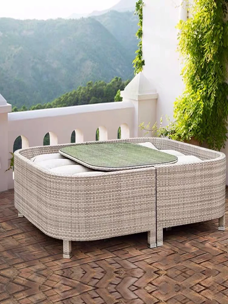 Outdoor rattan sofa courtyard balcony leisure rattan chair outdoor furniture outdoor card seat terrace waterproof and sunscreen