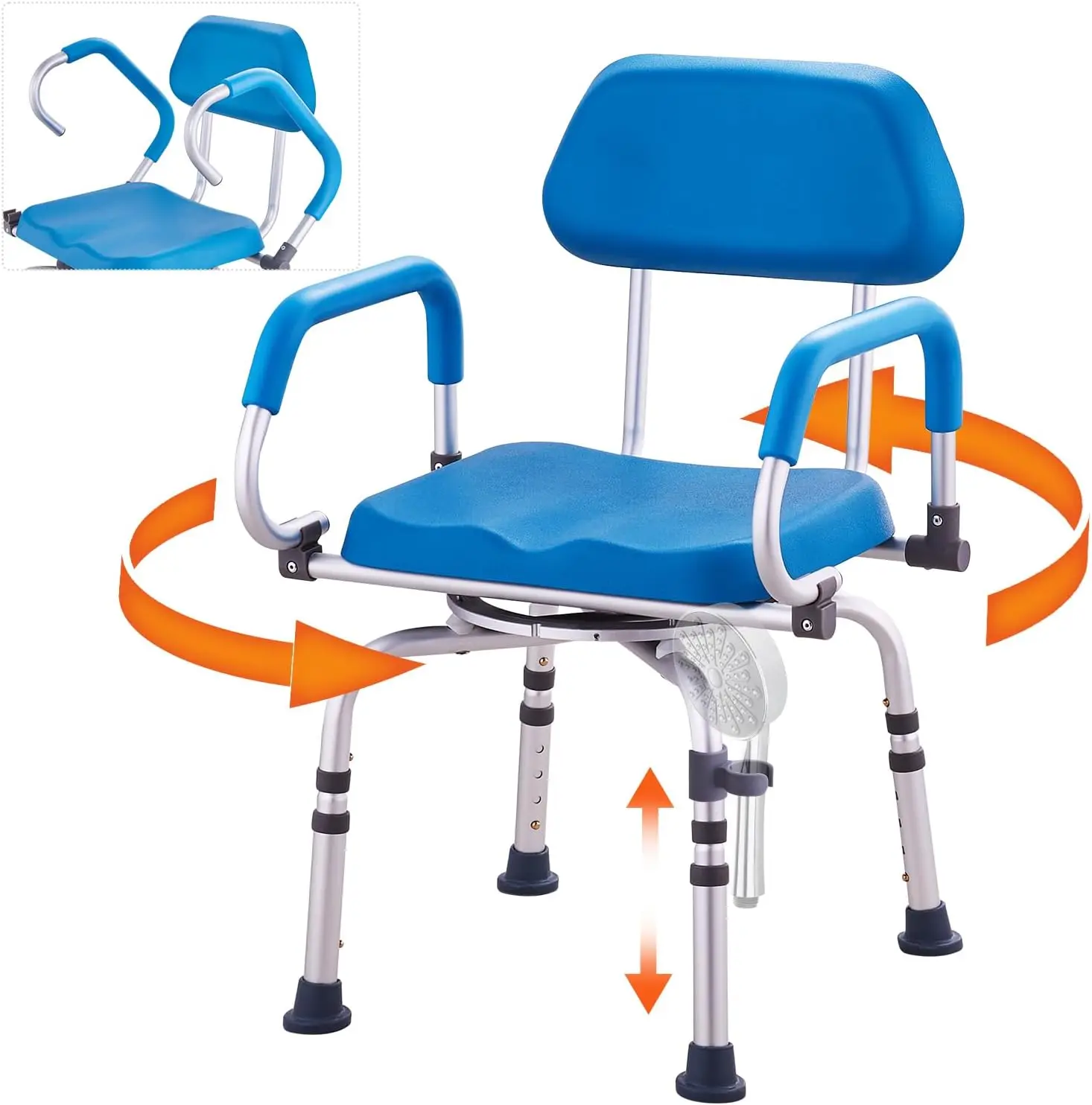 Verstellbarer Duschsitz mit Dreharm und gepolstertem Badewannensitz