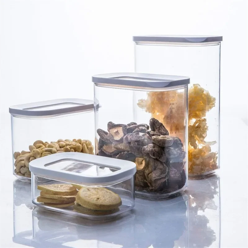 Clear Hermetic Food Box Transparent Grain Cereal Container Sealed Rice Tank Air Tight Coffee Bean Storage Jar Kitchen Organizer