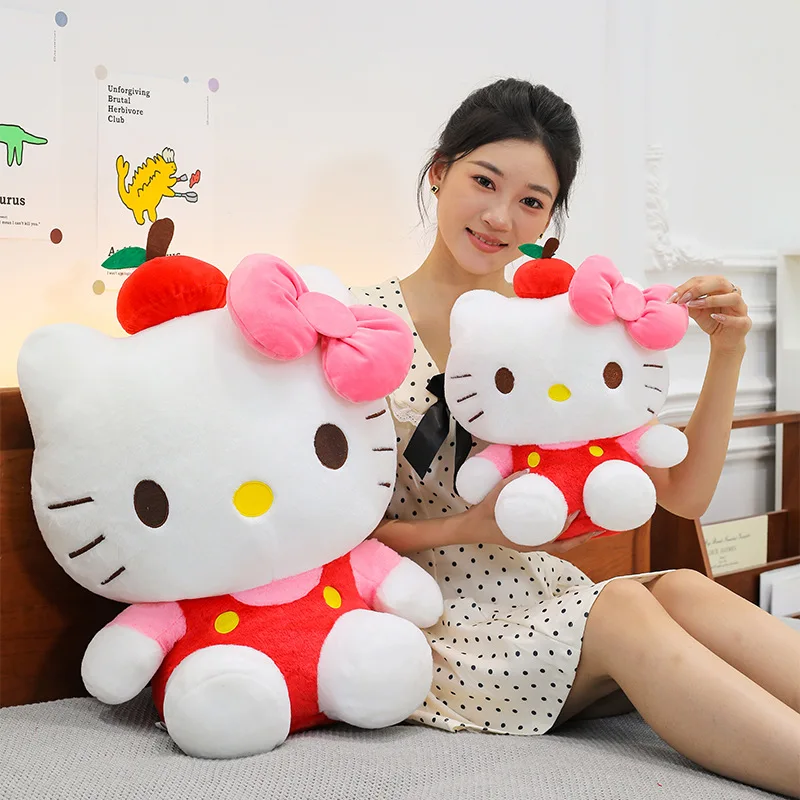 귀여운 애플 헬로키티 고양이 봉제 인형 귀여운 어린이 생일 선물 소녀용