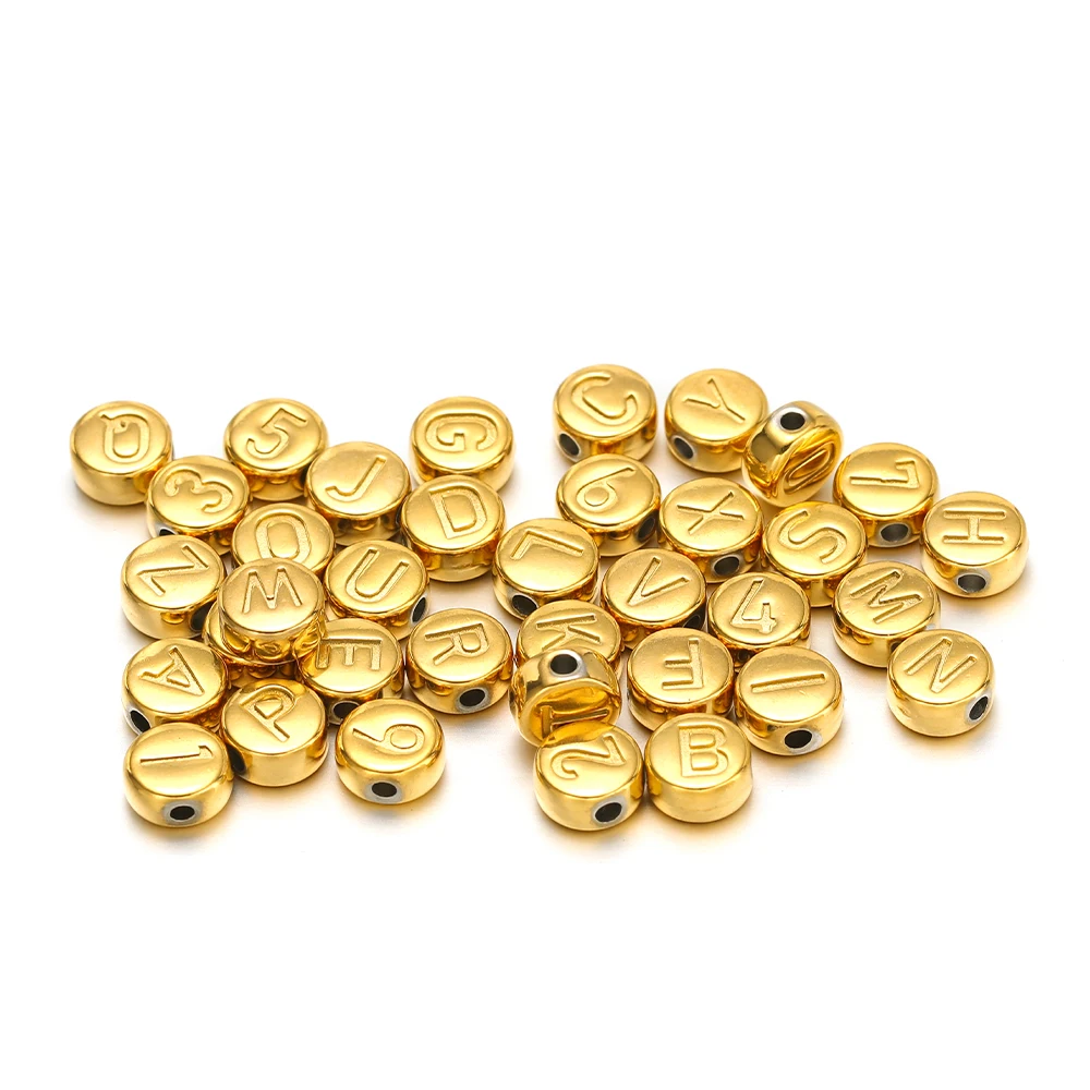 A-Z رسالة الفولاذ المقاوم للصدأ جولة خزر عازل القلائد المعلقات أساور الأبجدية سحر DIY مجوهرات هدايا اكسسوارات