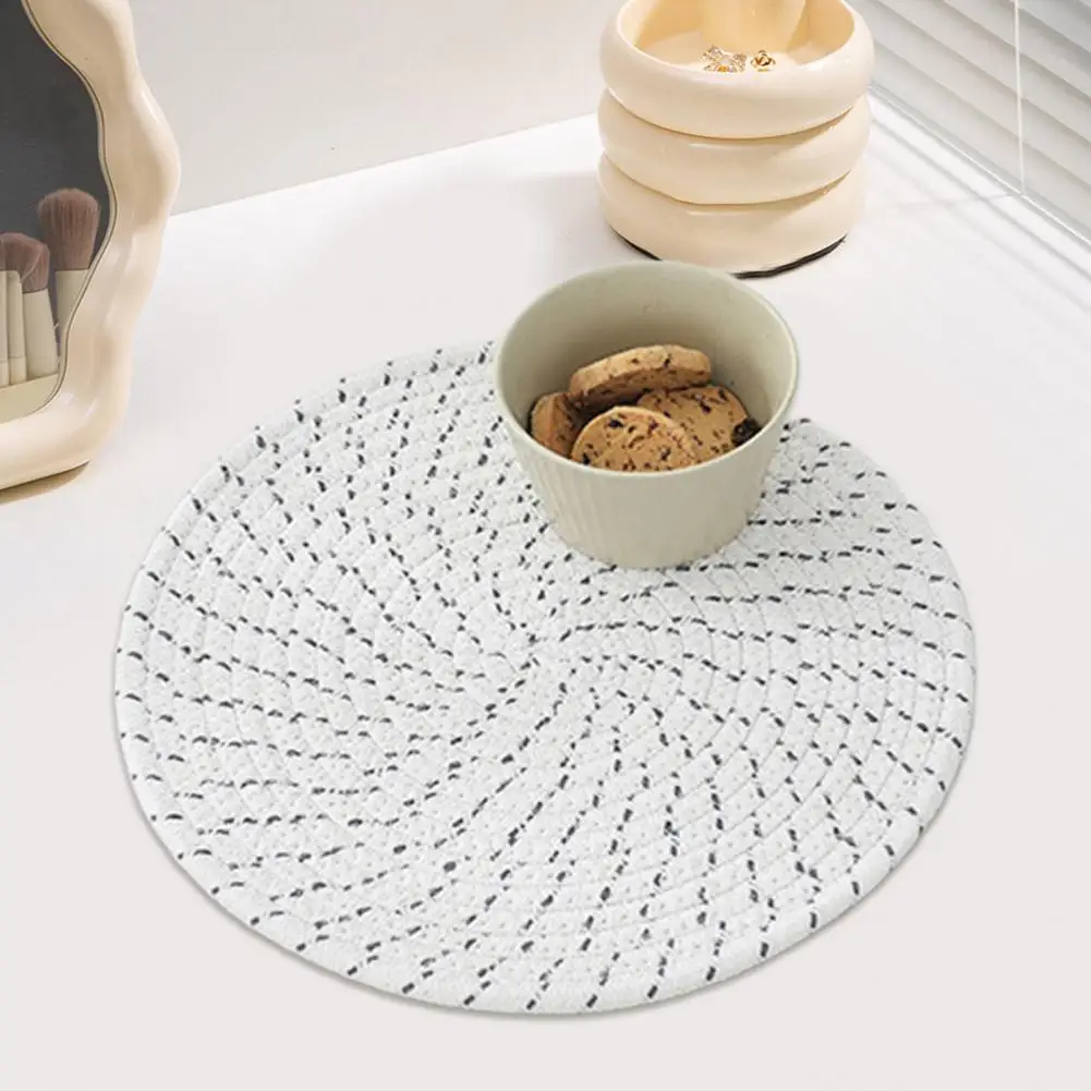 

Bohemian Farmhouse Placemats Water-absorbent Cotton Rope Placemats Heat Resistant Coasters Pot for Kitchen for Hot for Wooden