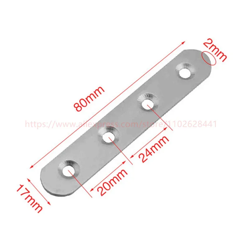 Durable Stainless Steel Flat Straight Brace Brackets Mending Repair Plates Fixing Connector Furniture Hardware