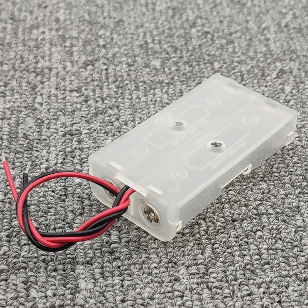 Caja de almacenamiento de baterías AA, caja de almacenamiento de 2 pilas AA y 3V, caja DIY con cables transparentes
