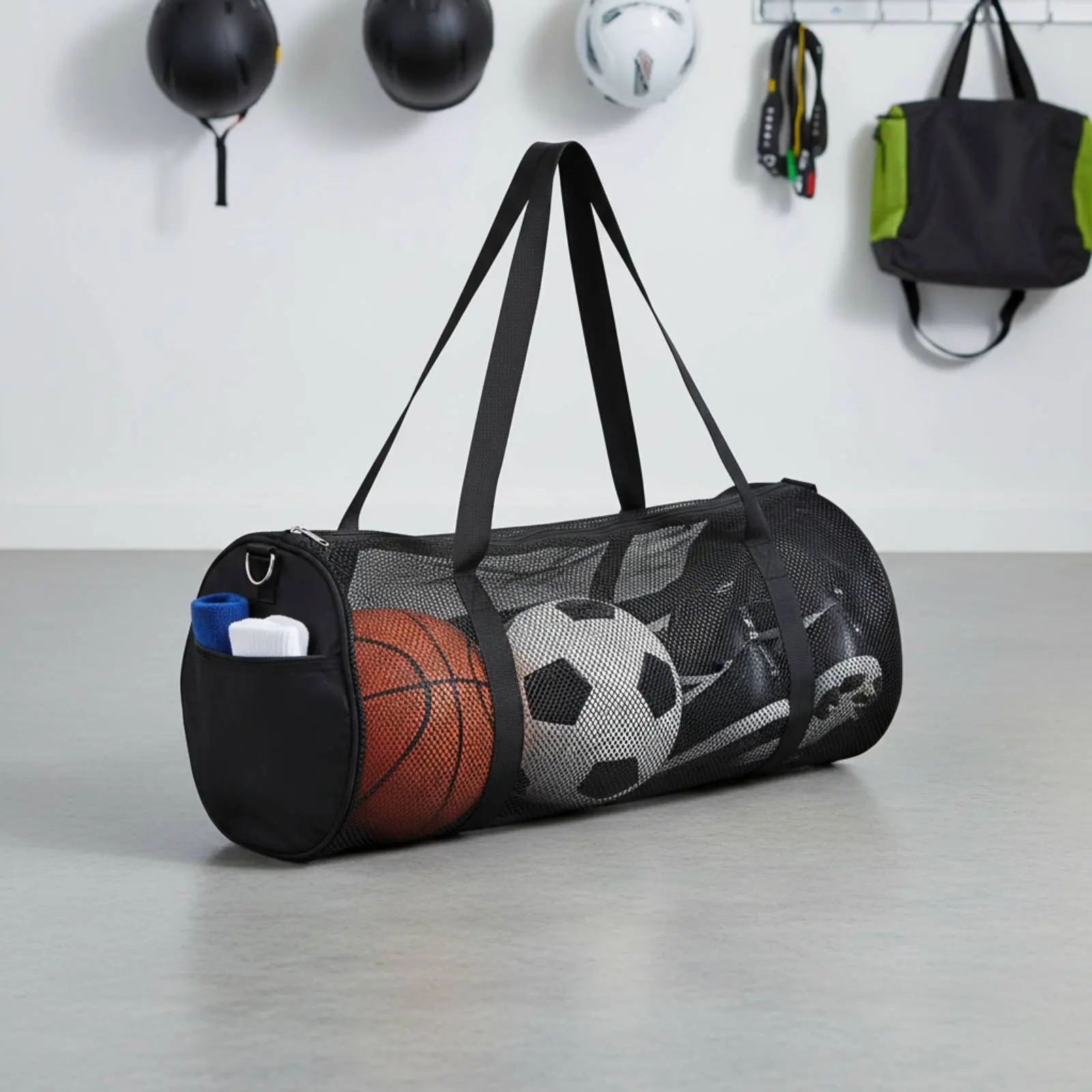 Sports Carrier Bag Sturdy Large Capacity Mesh Bag Lightweight Versatile for Gym