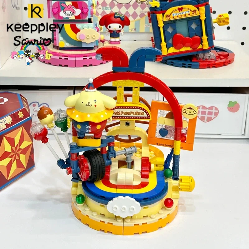 

keeppley Sanrio Building Blocks Christmas Circus Series Model Kawaii Hello Kitty Kuromi Figure Children's Birthday Gift