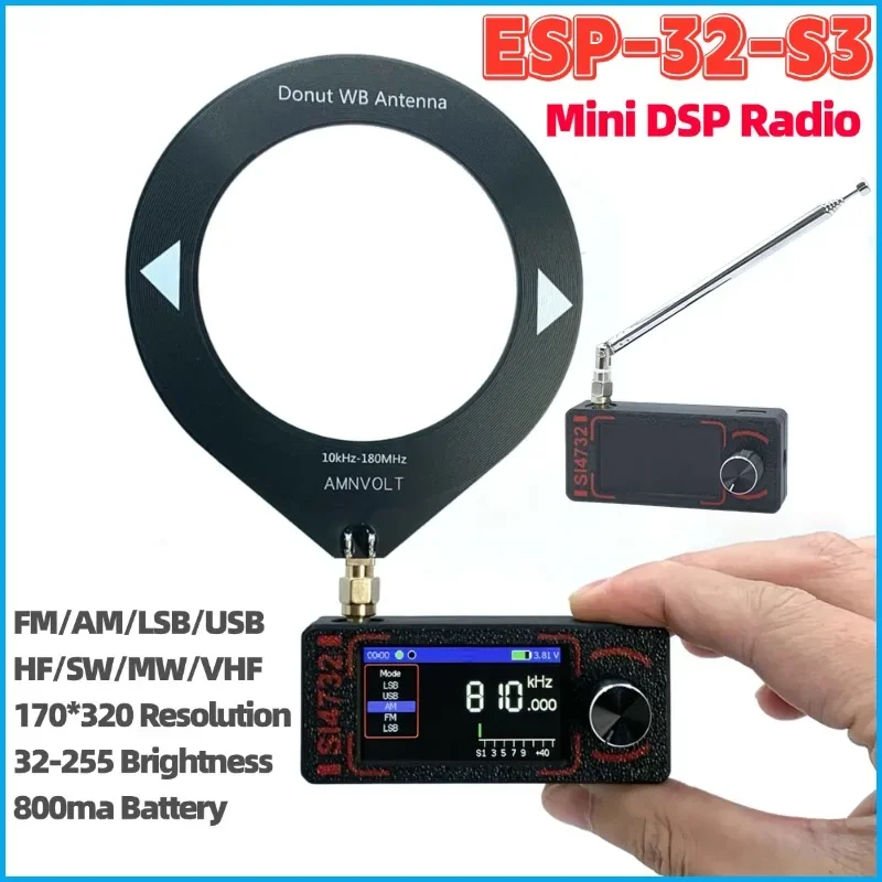 SI4732 64-108mhz Radio Portabel LSB USB AM FM Radio Mini Saku Layar IPS 1.9 inci HF SW MW VHF Semua Band Penerima Radio DSP