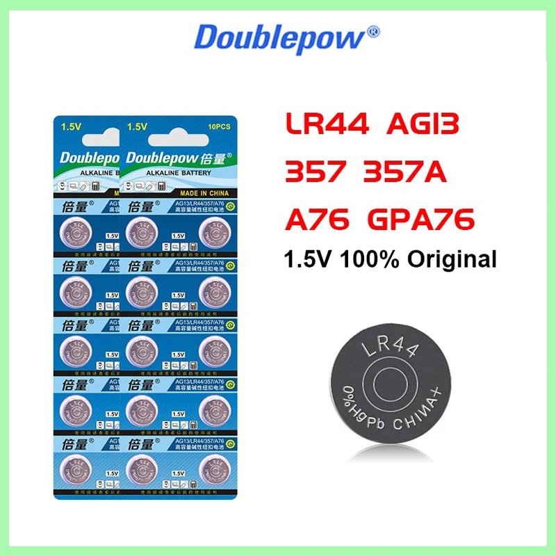 20pcs  Alkaline Button Batteries LR44 AG13 357 357A A76 GPA76 Button cell 1.5V battery For calculators  lr44 ag13 Button cell