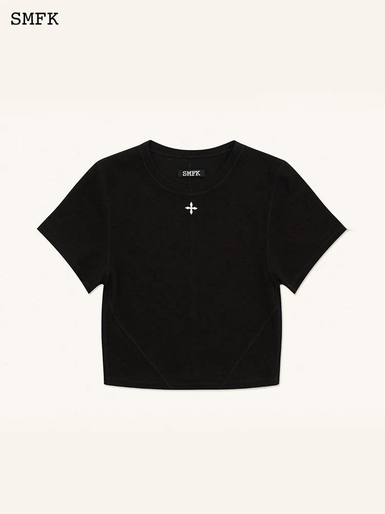 SmfkラッシュグラフィックプリントTシャツ、半袖ダンススカート、ショートトップ、スリムなショートトップ、女性のカジュアルなTシャツ、スポーツトップ、夏