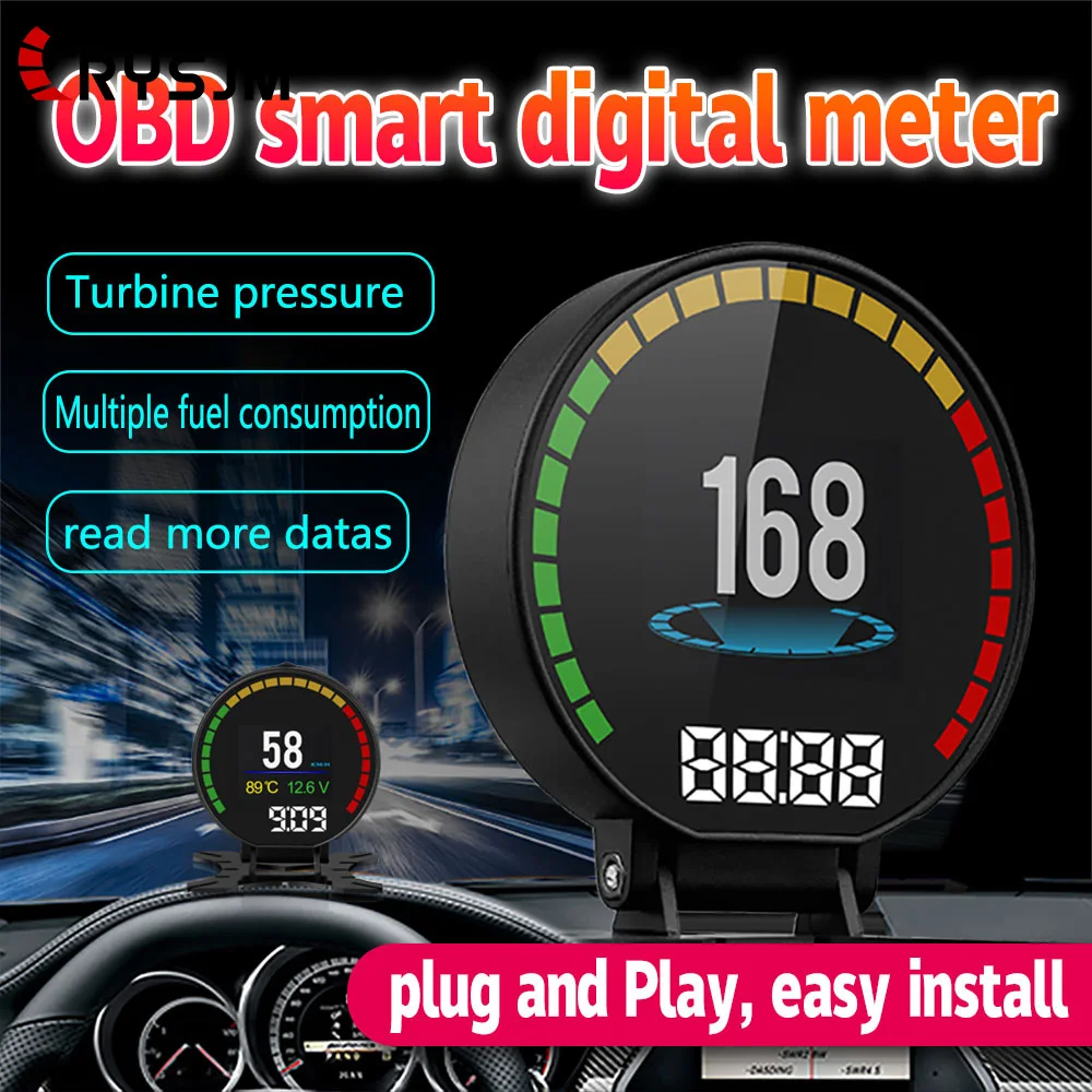 

P15 Проекционный дисплей OBD HUD: Умный цифровой измеритель скорости, температуры воды, напряжения, расхода топлива с функцией сигнализации