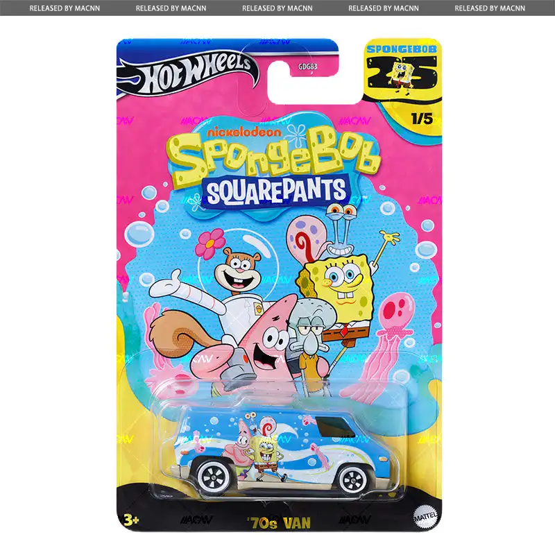 In Stock Hot Wheels Spongebob Advanced Puca Suit Patrick Star Crab Burger King Trolley Alloy Car Model Collectable Toys Gift