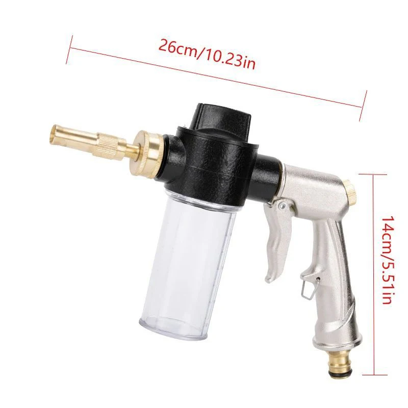 فوهة غسيل السيارات المعدنية ذات الضغط العالي قضيب طويل مدفع المياه المحمولة وقابل للتعديل مع 100 مللي وعاء رغوة طقم ري الحديقة